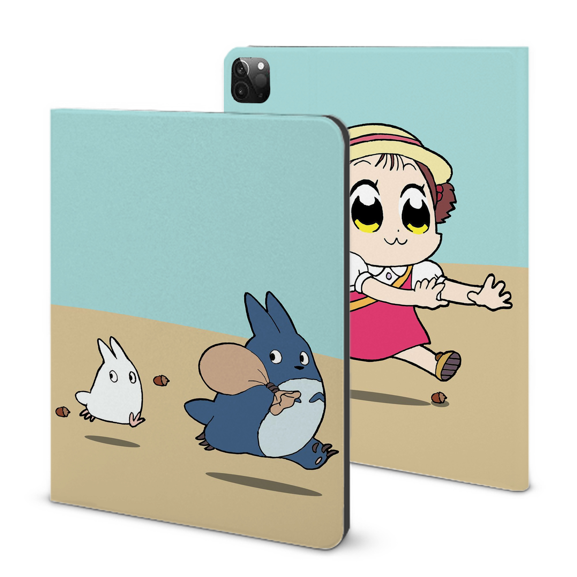 （画像用） となりのトトロ 草壁メイ 草壁サツキ My Neighbor Totoro Satsuki Kusakabe Mei Kusakabe IPadケース ペンホルダー付き ブックスタイルデザイン